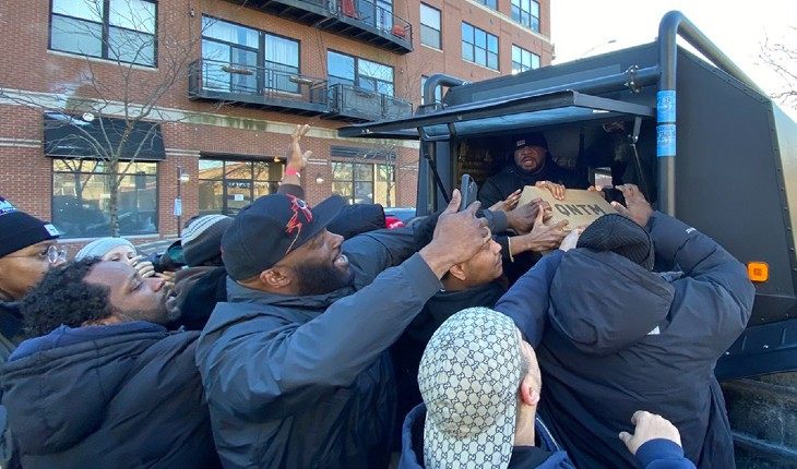 Kanye West gave away dozens of pairs of sneakers for free in February 2020