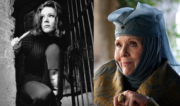 Diana Rigg in her youth and now