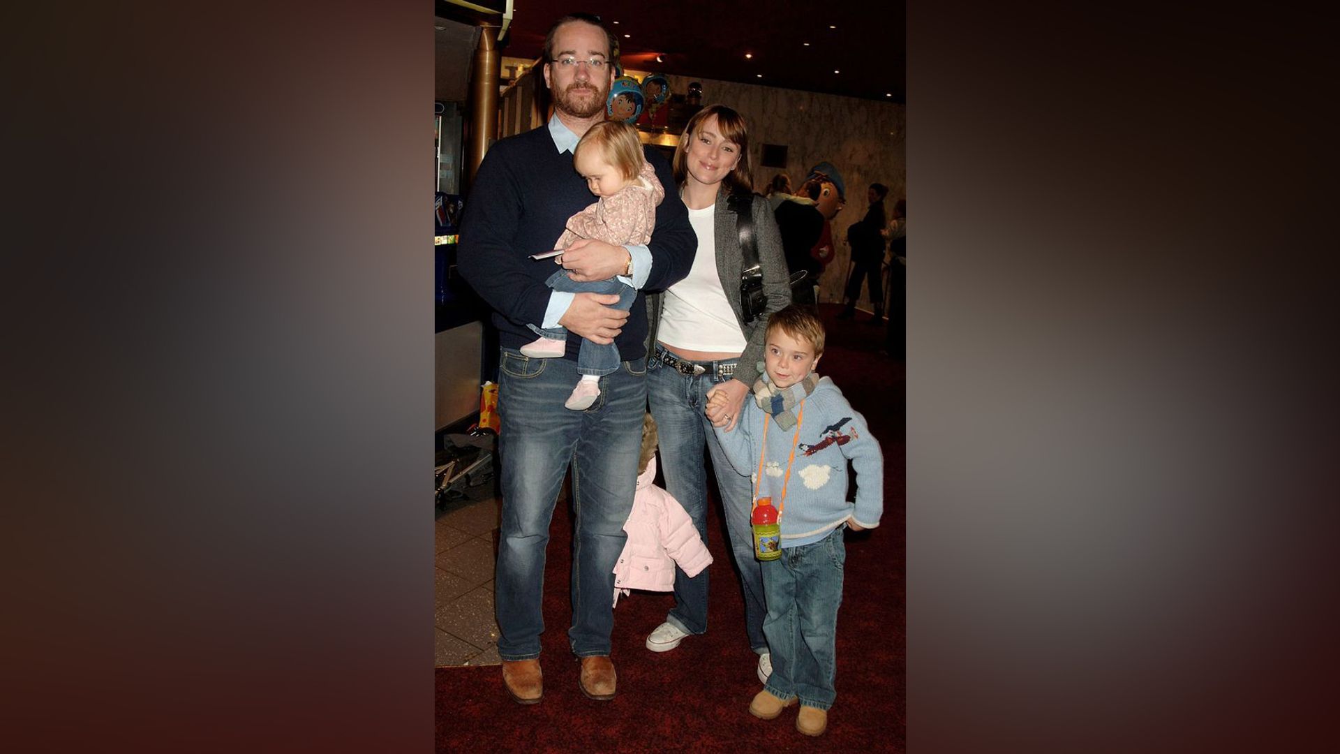 Keeley Hawes with husband and children