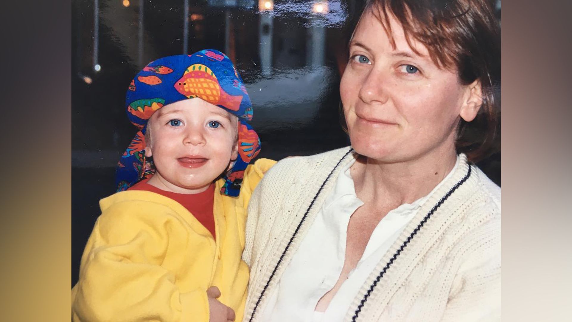 Jeremy Allen White with his mother in childhood