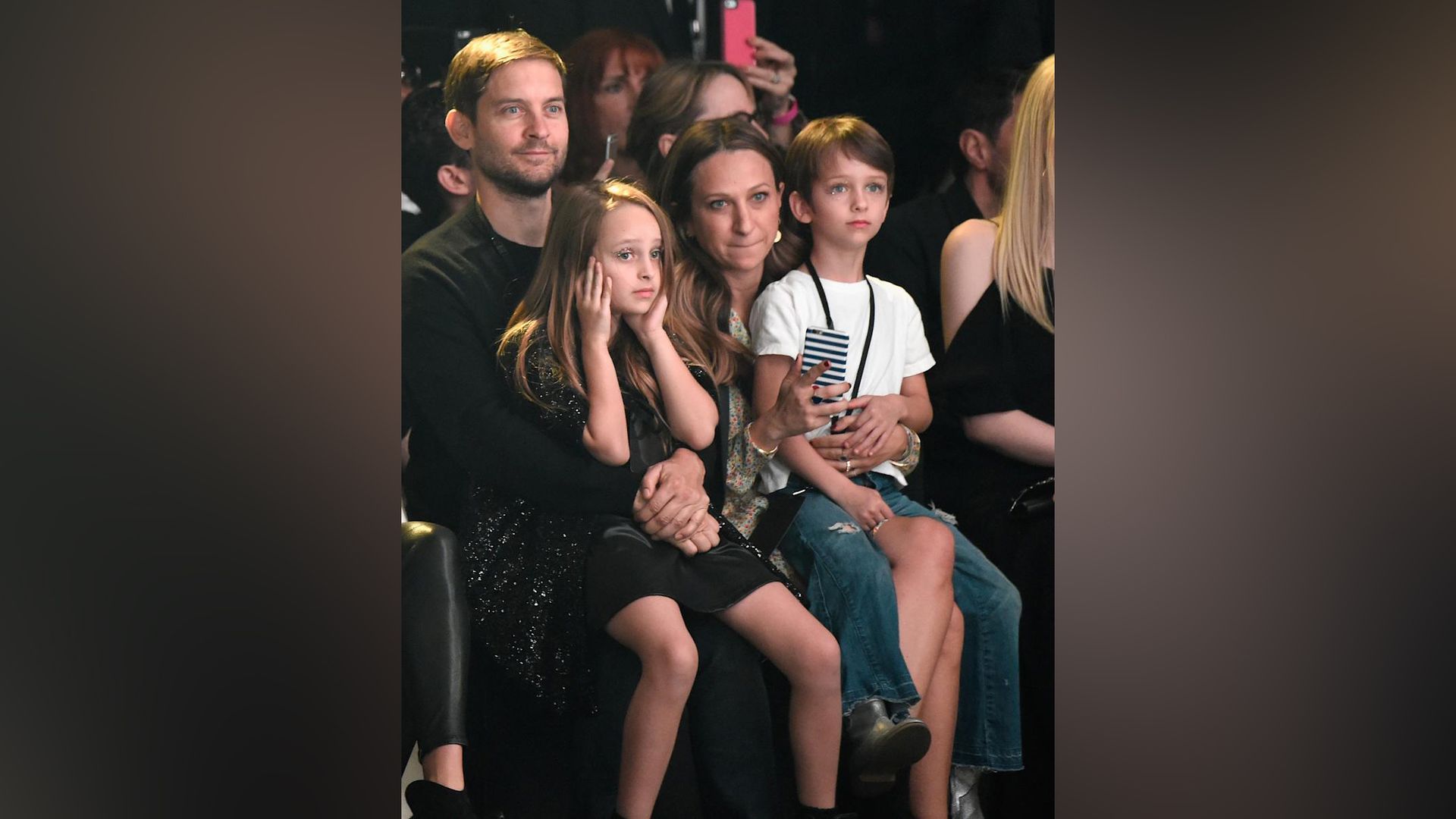 Tobey Maguire with his wife and children