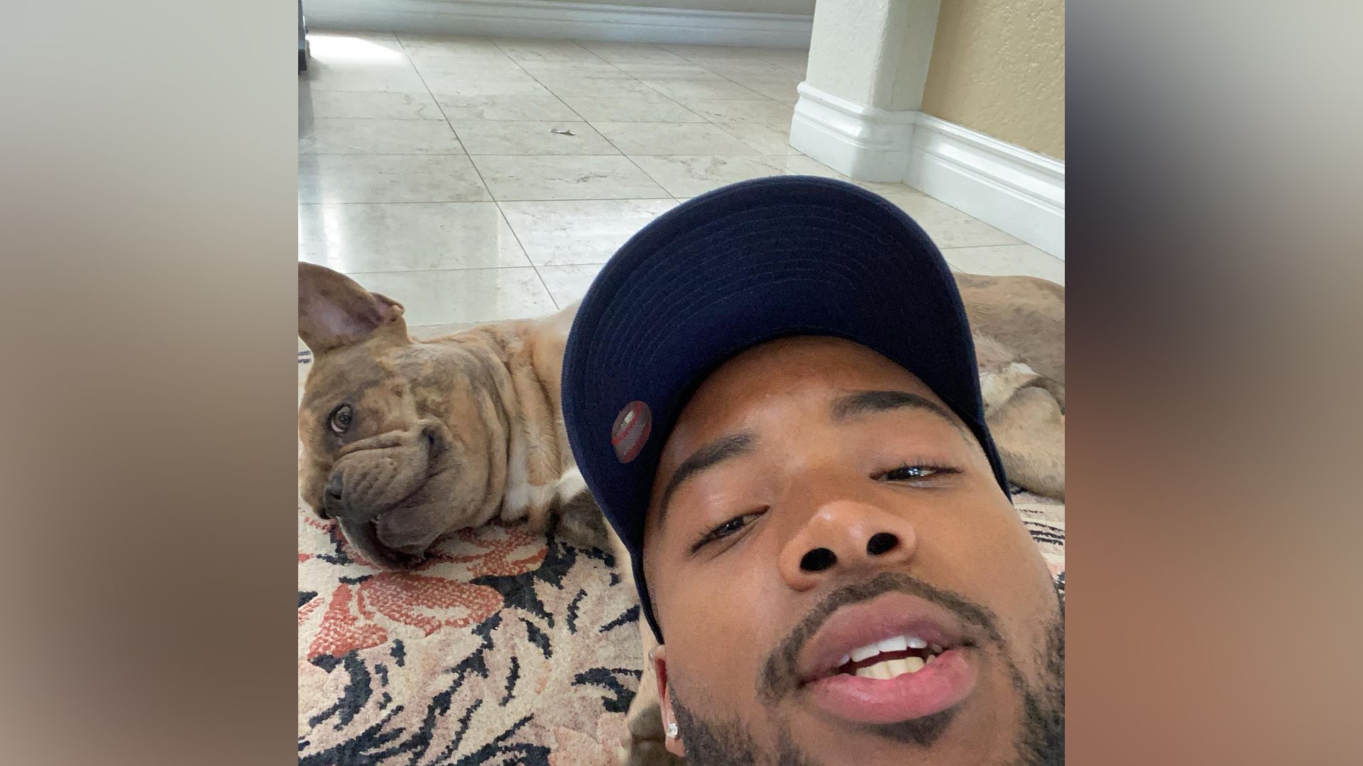 Algee Smith with his dog