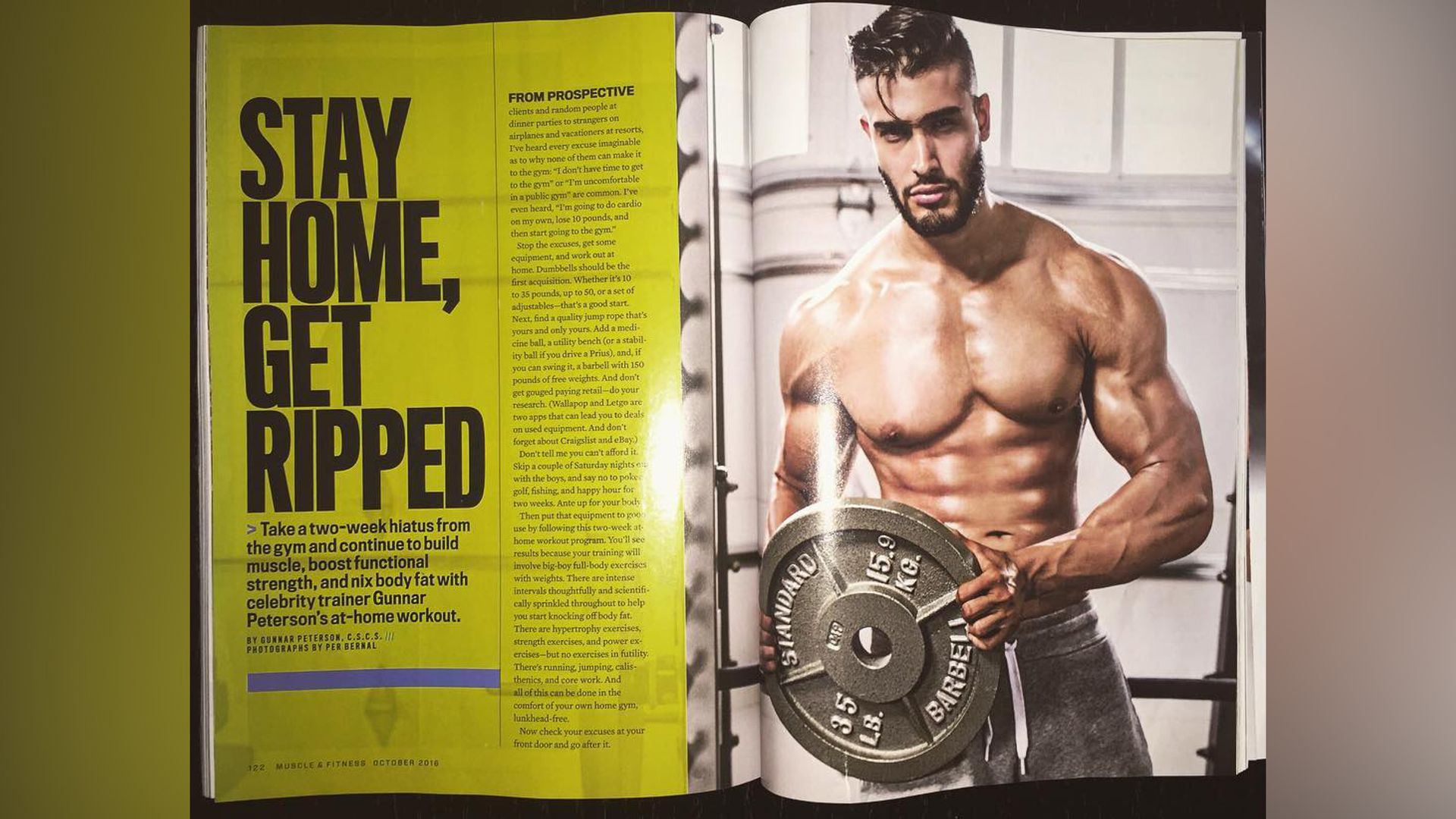 Sam Asghari in a sports magazine