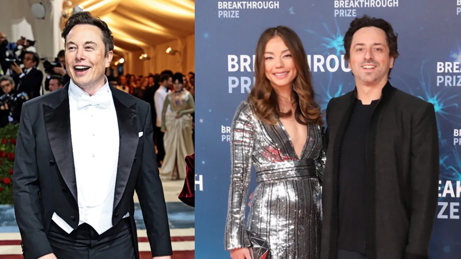 Elon Musk, Sergey Brin and his wife