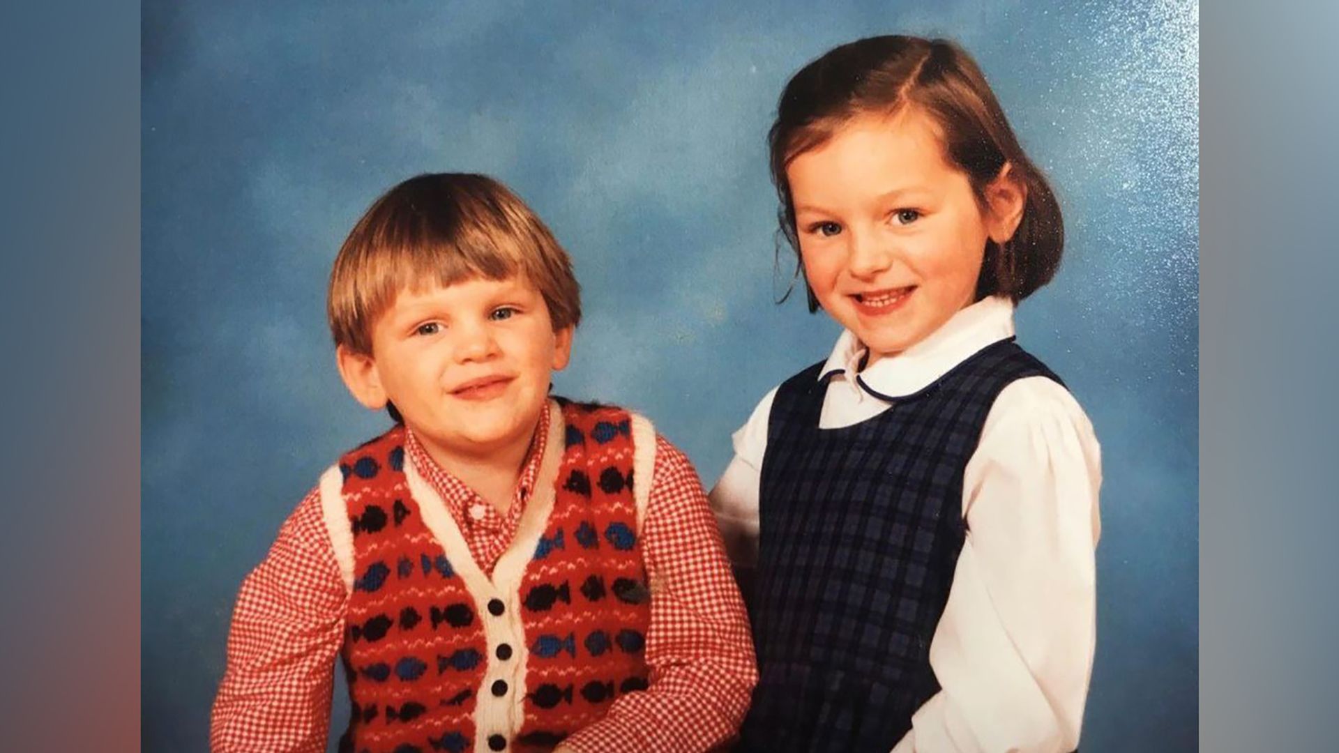 Emma Corrin with her younger brother as a child