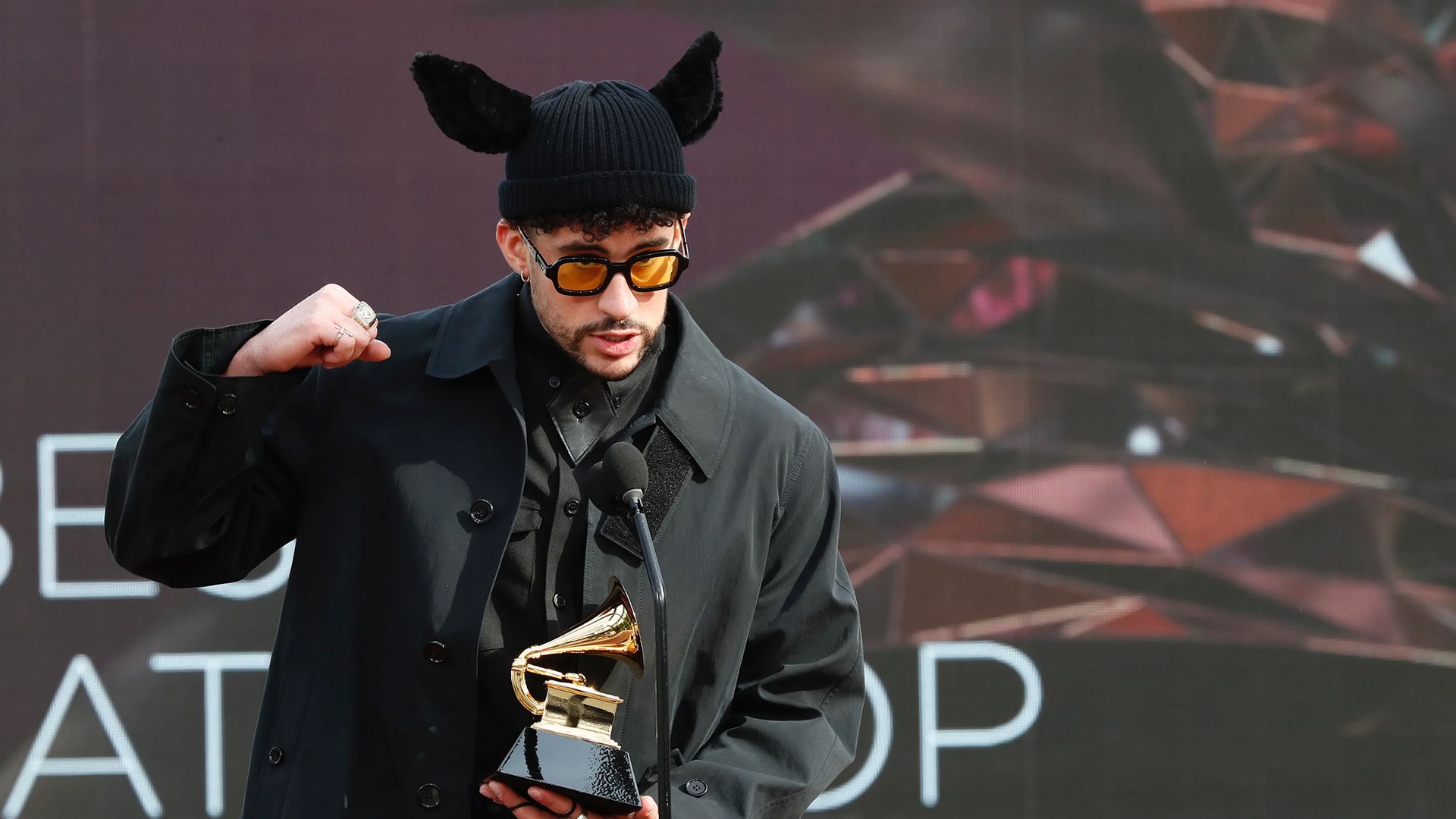 Bad Bunny with his Grammy