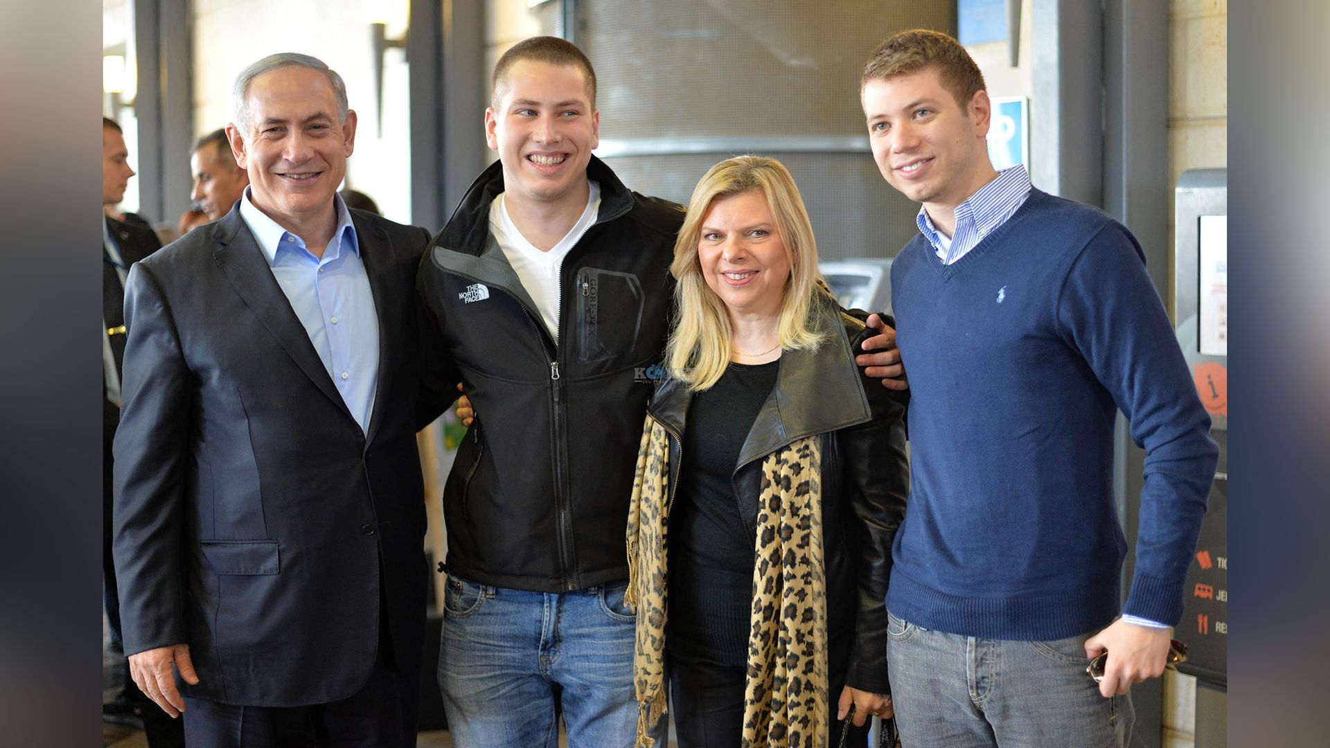 Benjamin Netanyahu with his third wife and sons
