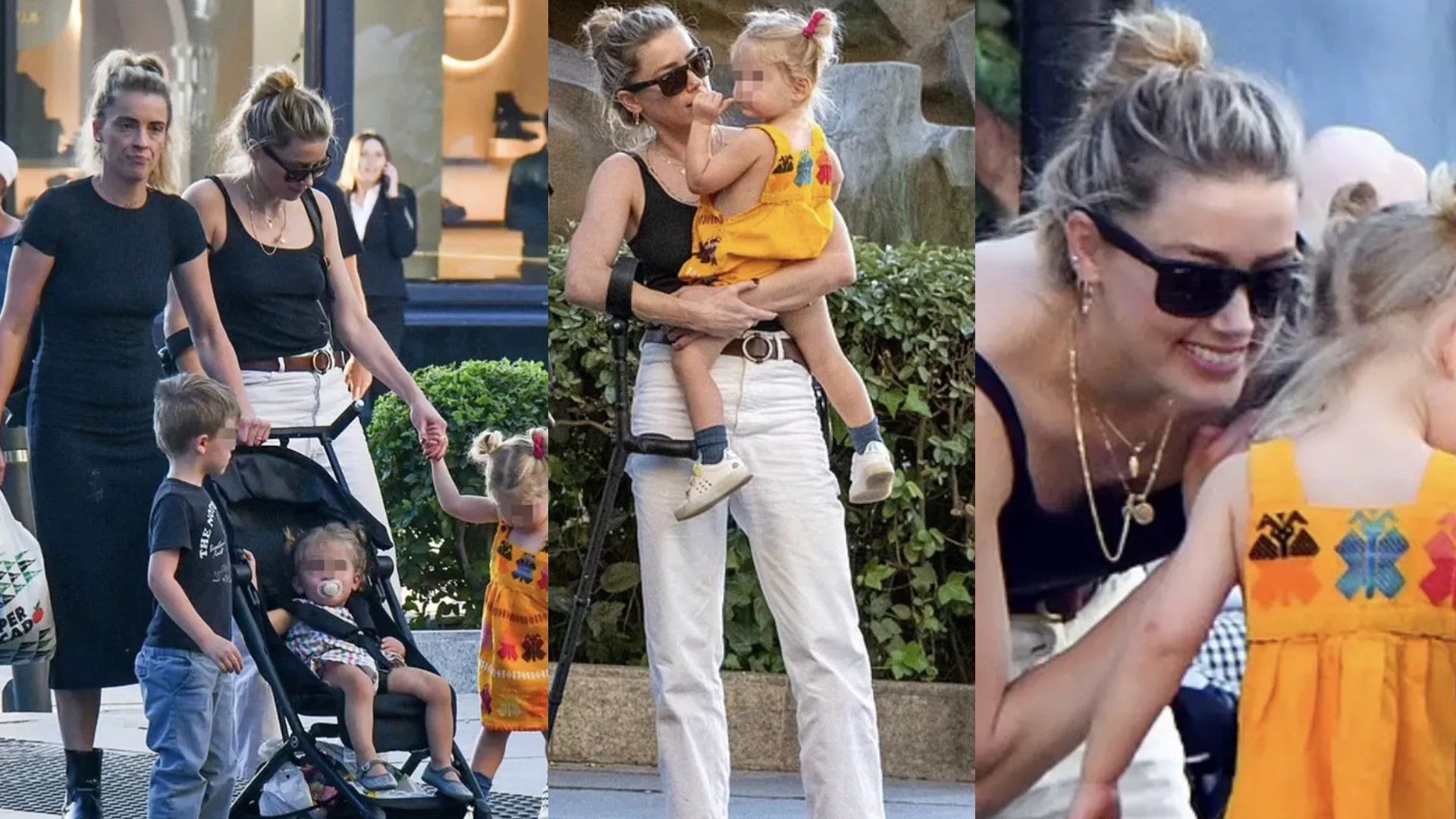 Amber Heard with her family in Milan