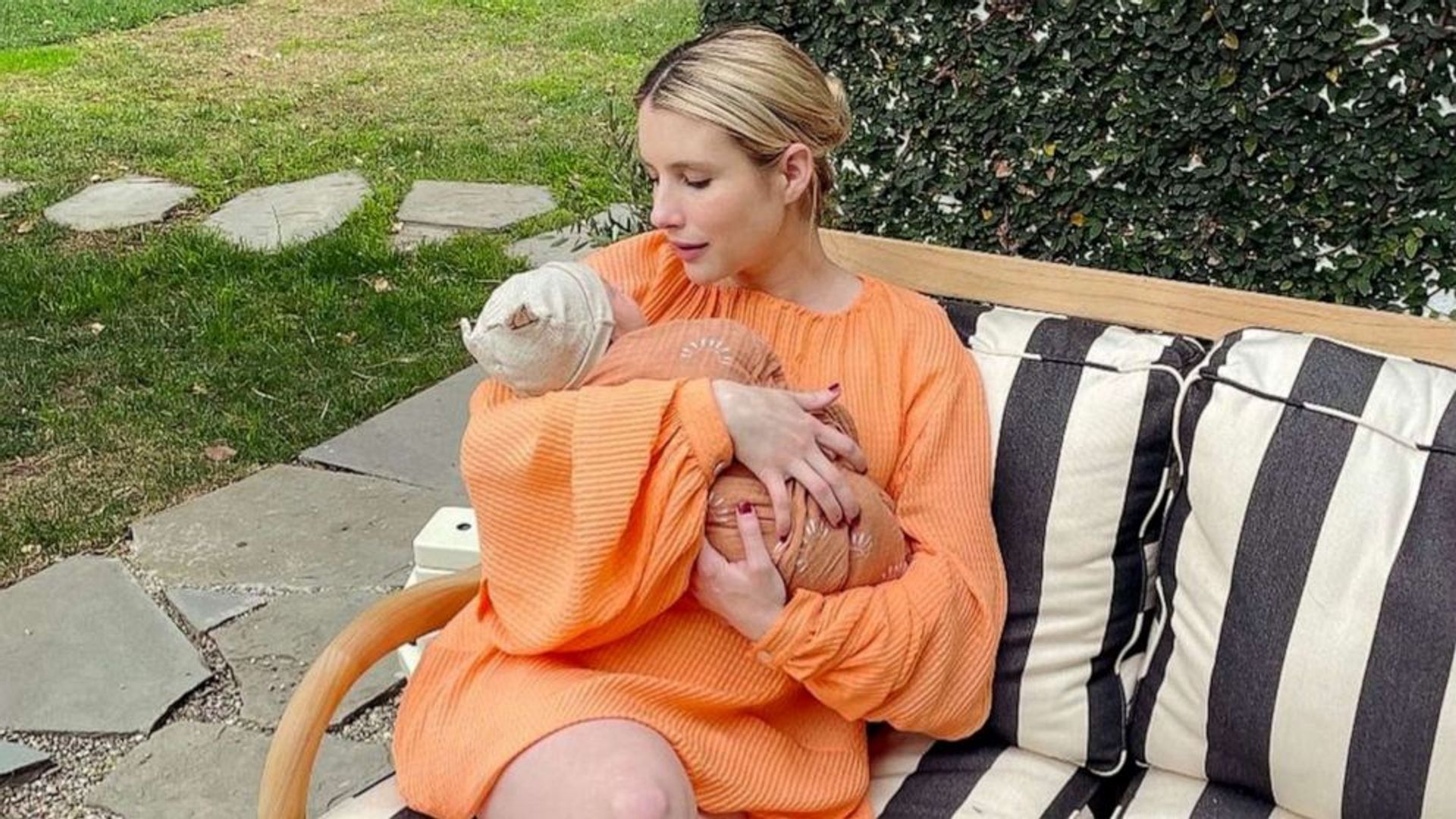Emma Roberts with her son Rhodes