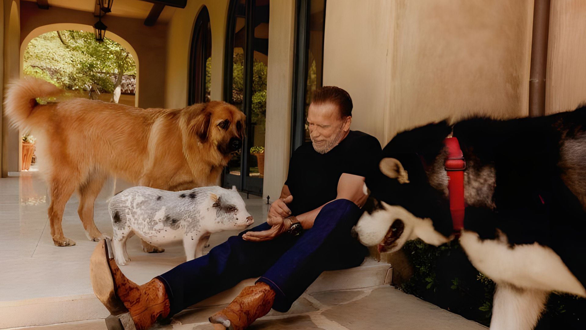 Arnold Schwarzenegger at his ranch in Texas