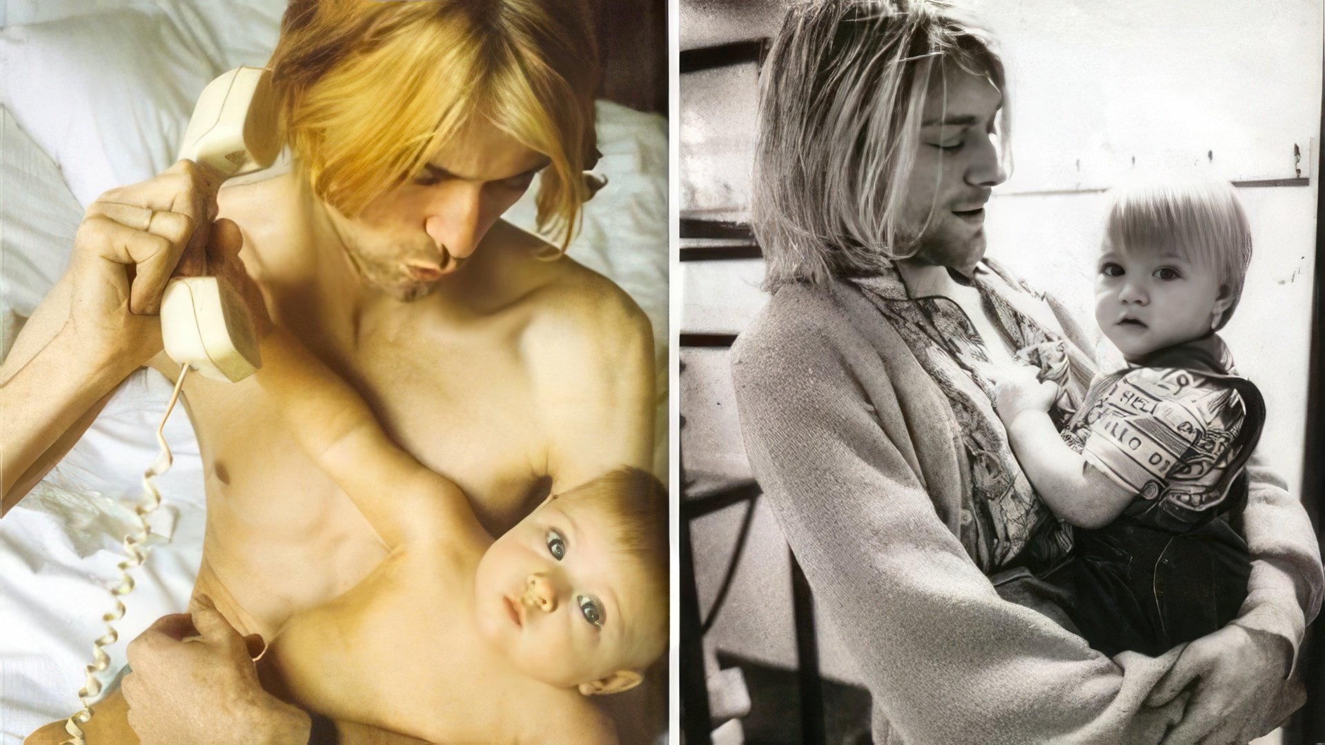 Kurt Cobain with his daughter