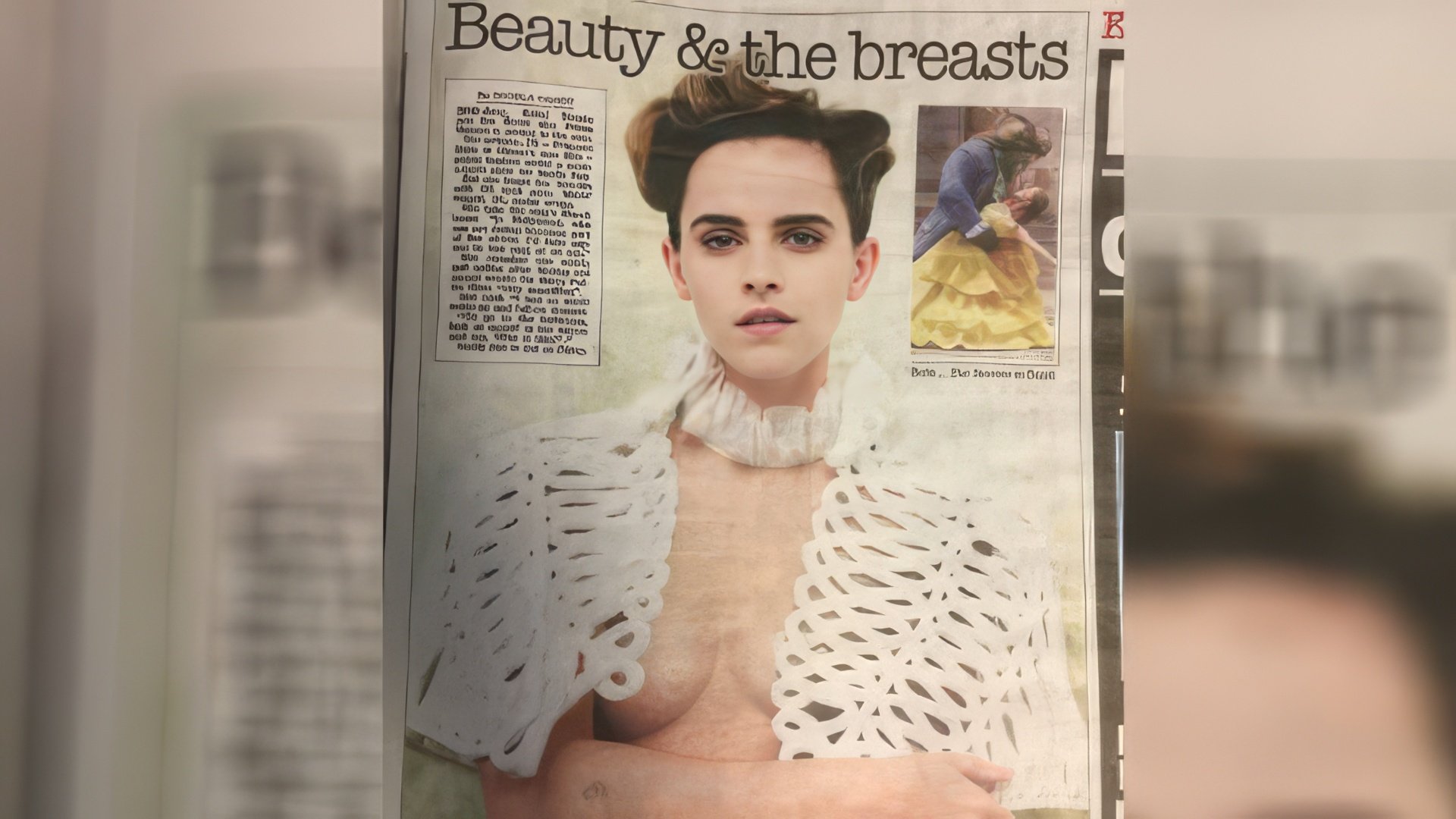 A photo of Emma Watson with bare breasts provoked anger among feminists