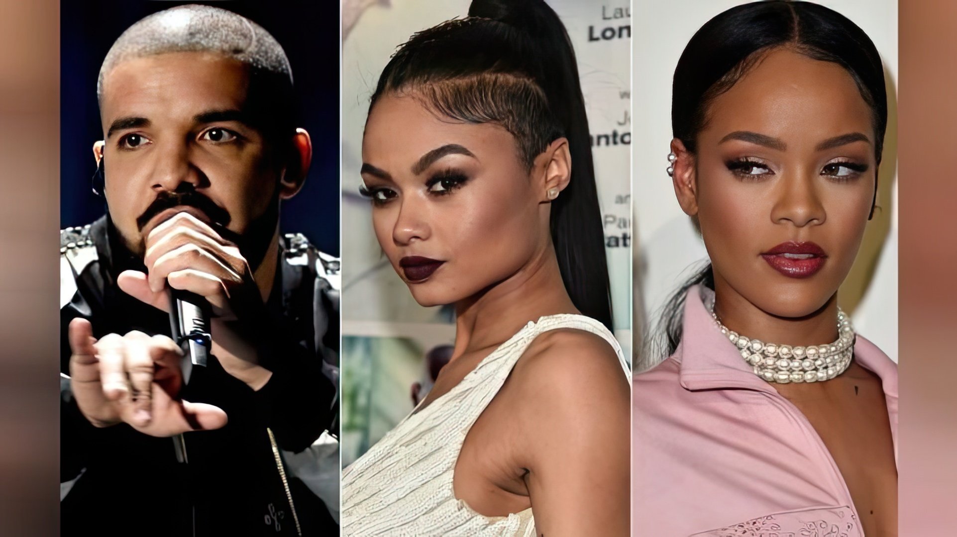 Drake preferred model India Love to Rihanna (center)