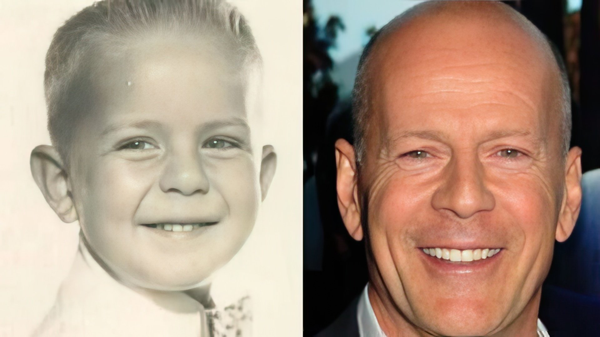 Bruce Willis as a child and now