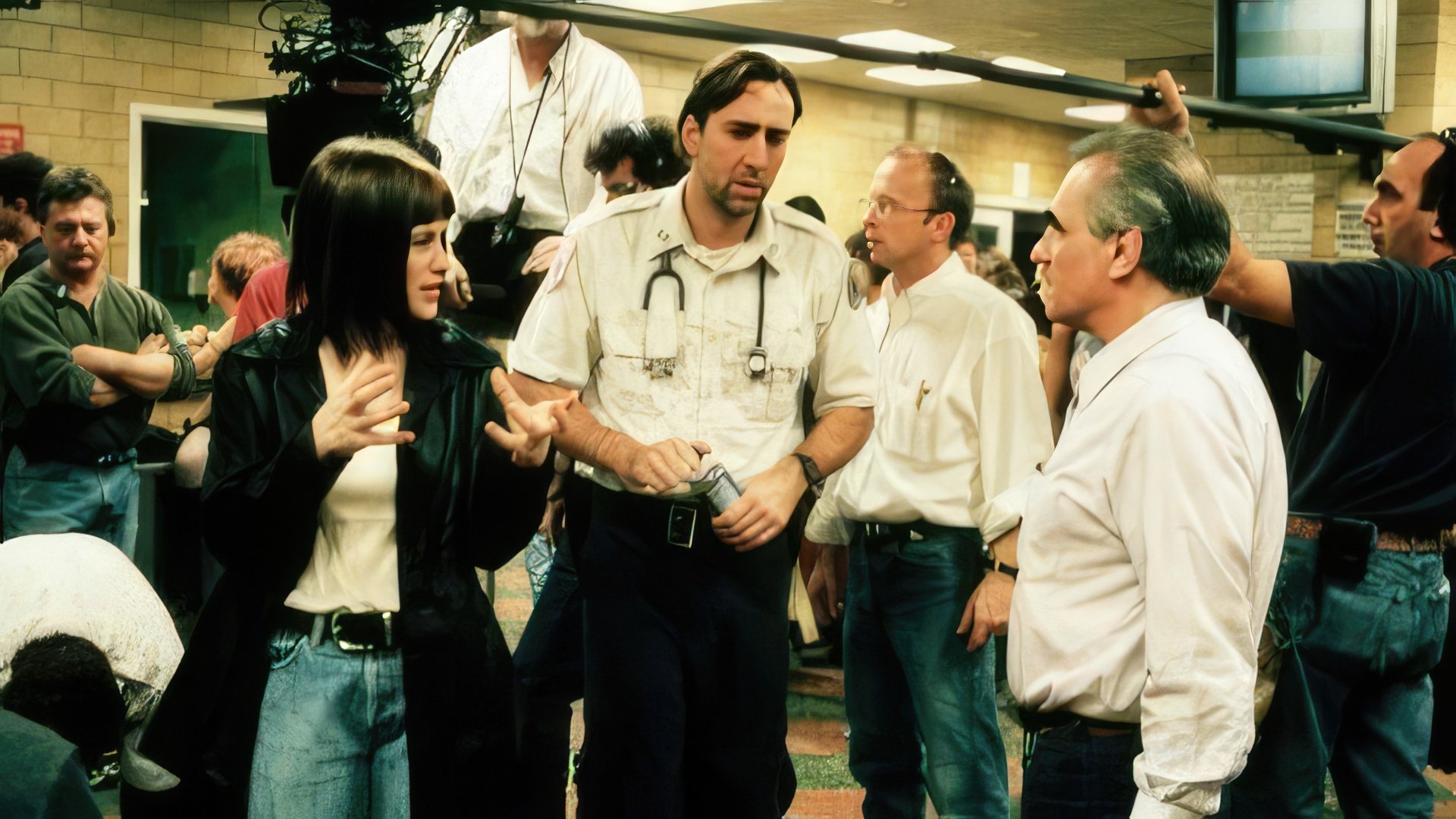 Nicolas Cage and Patricia Arquette on the set of Bringing Out the Dead