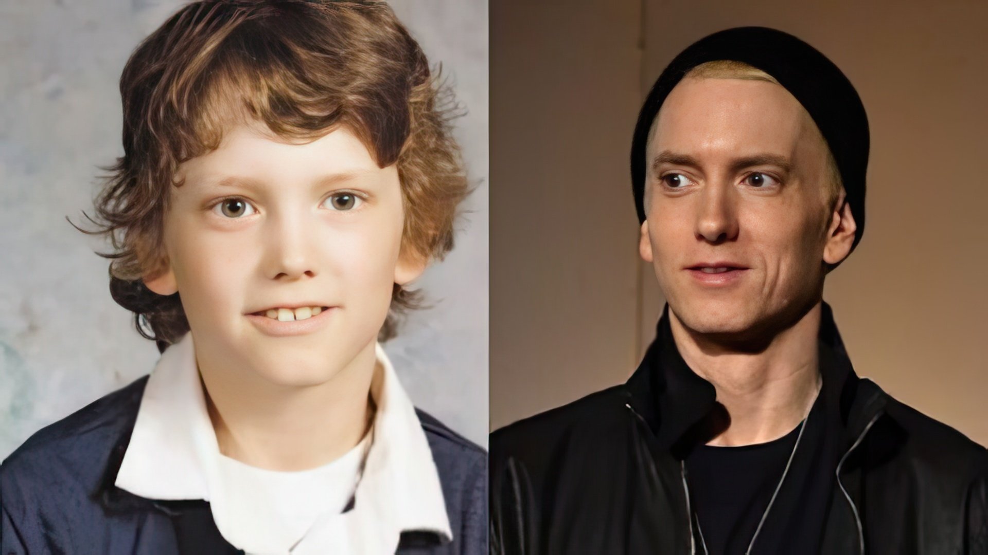 Eminem in his childhood and now