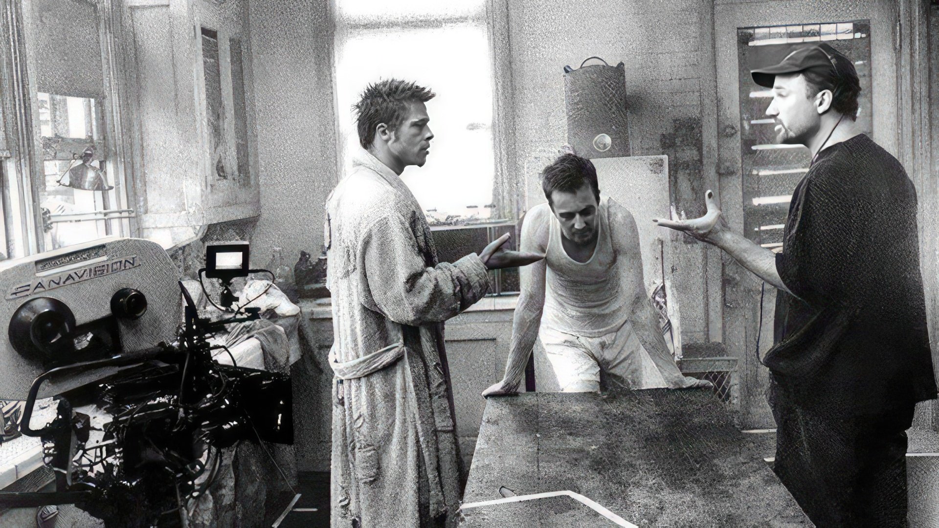 On the set of “Fight Club”