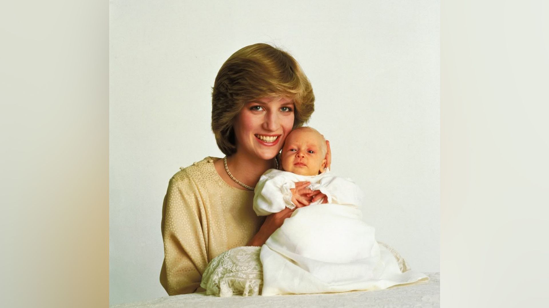 Newborn Prince William and Princess Diana