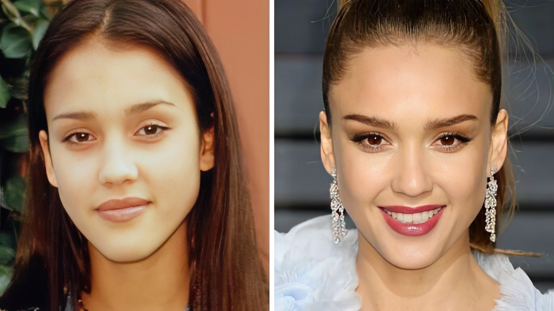 Jessica Alba in her youth and now