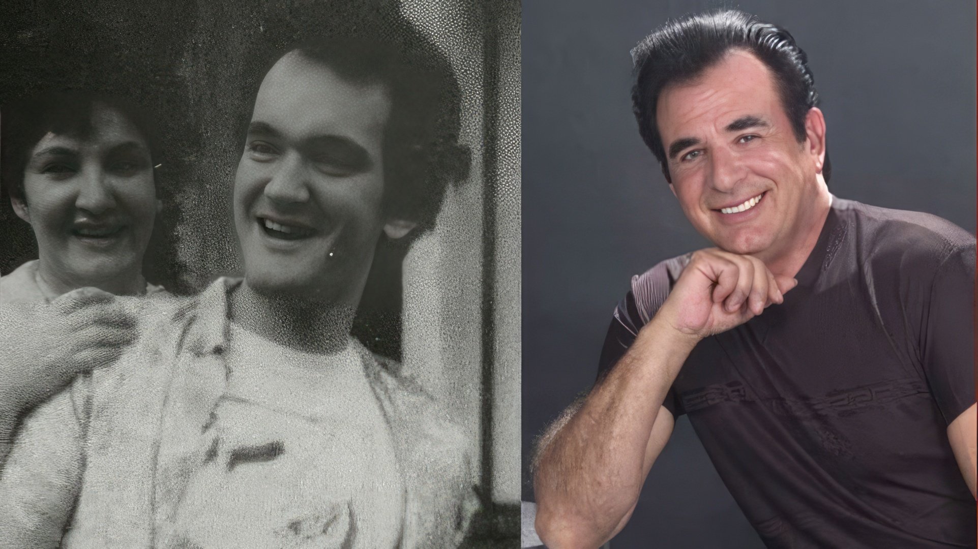Left: Quentin Tarantino with his mother, right: Quentin's father, Tony Tarantino