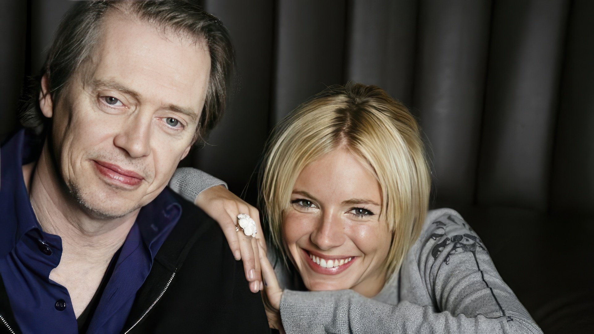 Sienna Miller and Steve Buscemi on the set of 'Interview'