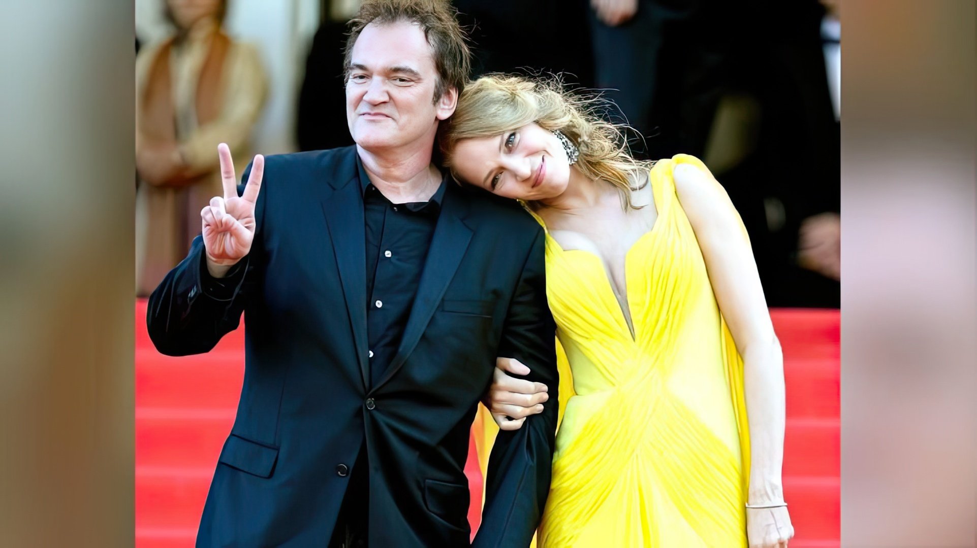Thurman and Tarantino at Cannes 2014
