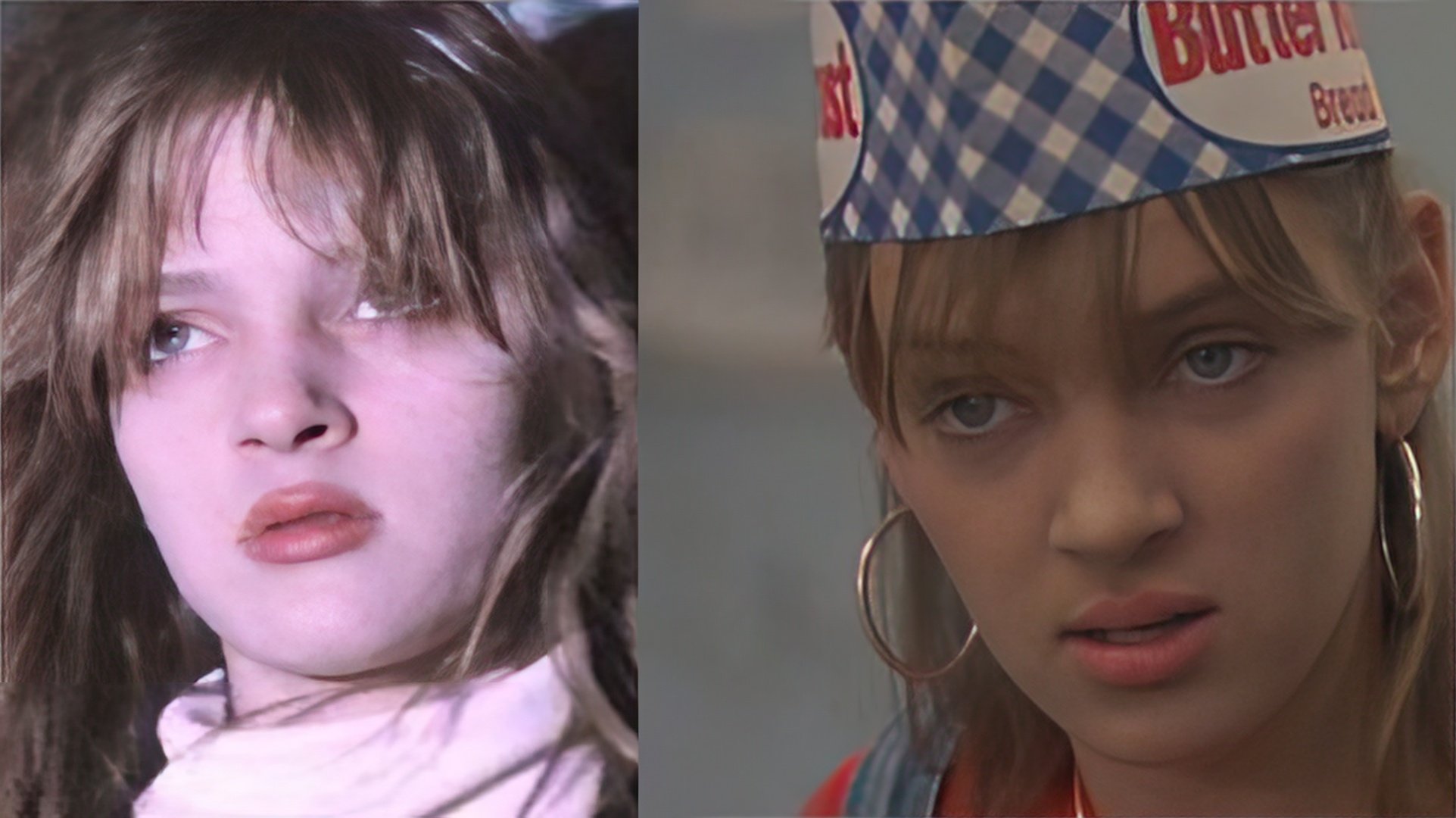 Uma Thurman at the very beginning of her career