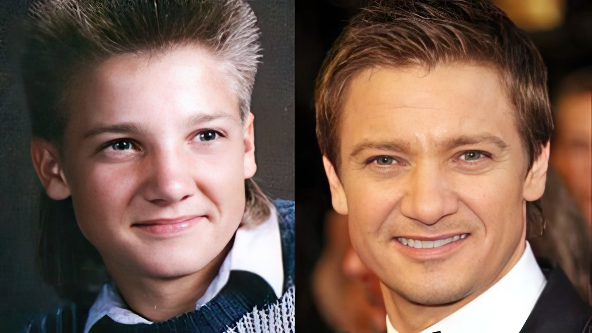 Jeremy Renner as a child and now