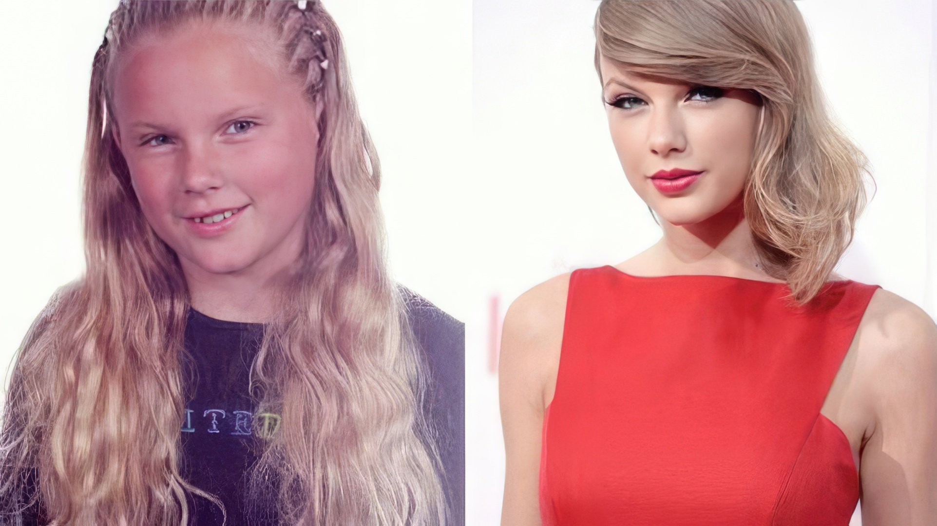 Taylor Swift as a child and now