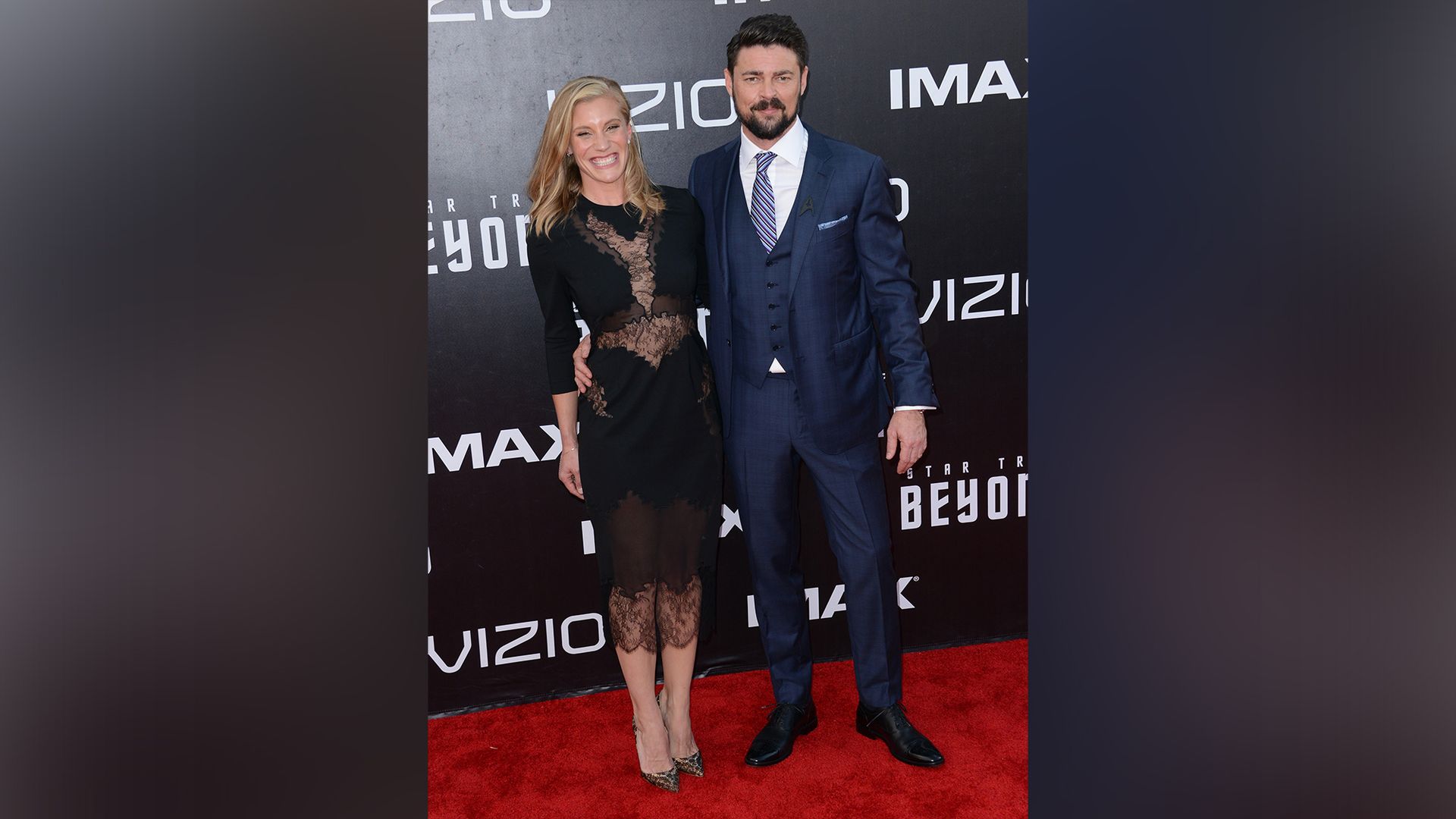 Katee Sackhoff and Karl Urban