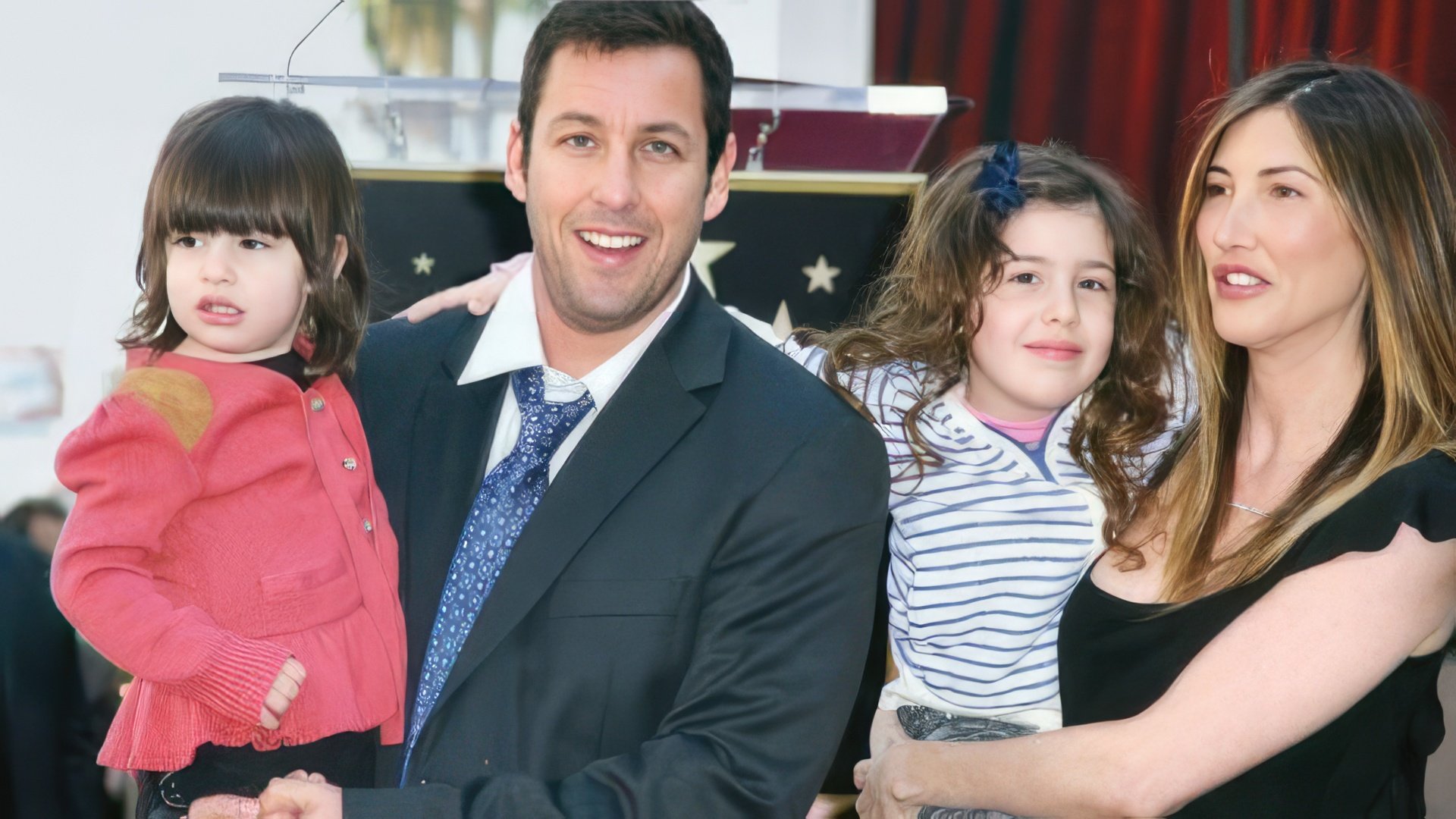 Adam Sandler with his wife and children
