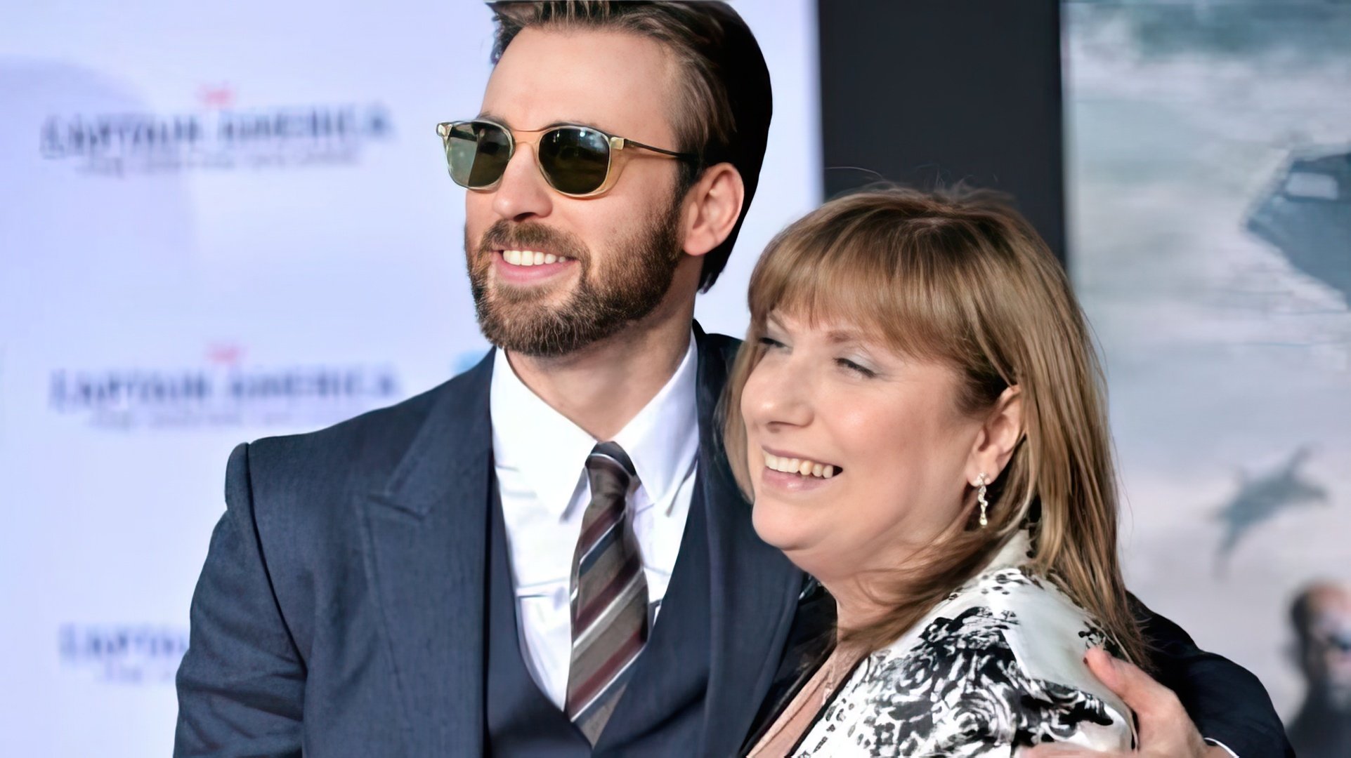 Chris Evans with his mom