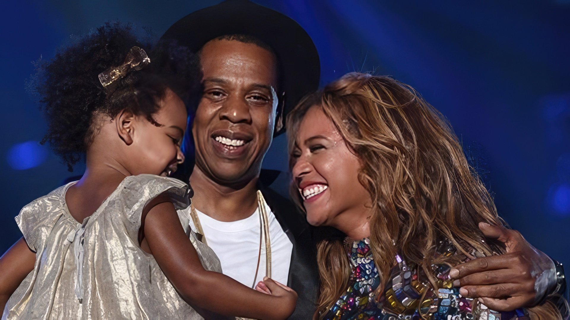 Jay-Z with his wife and daughter