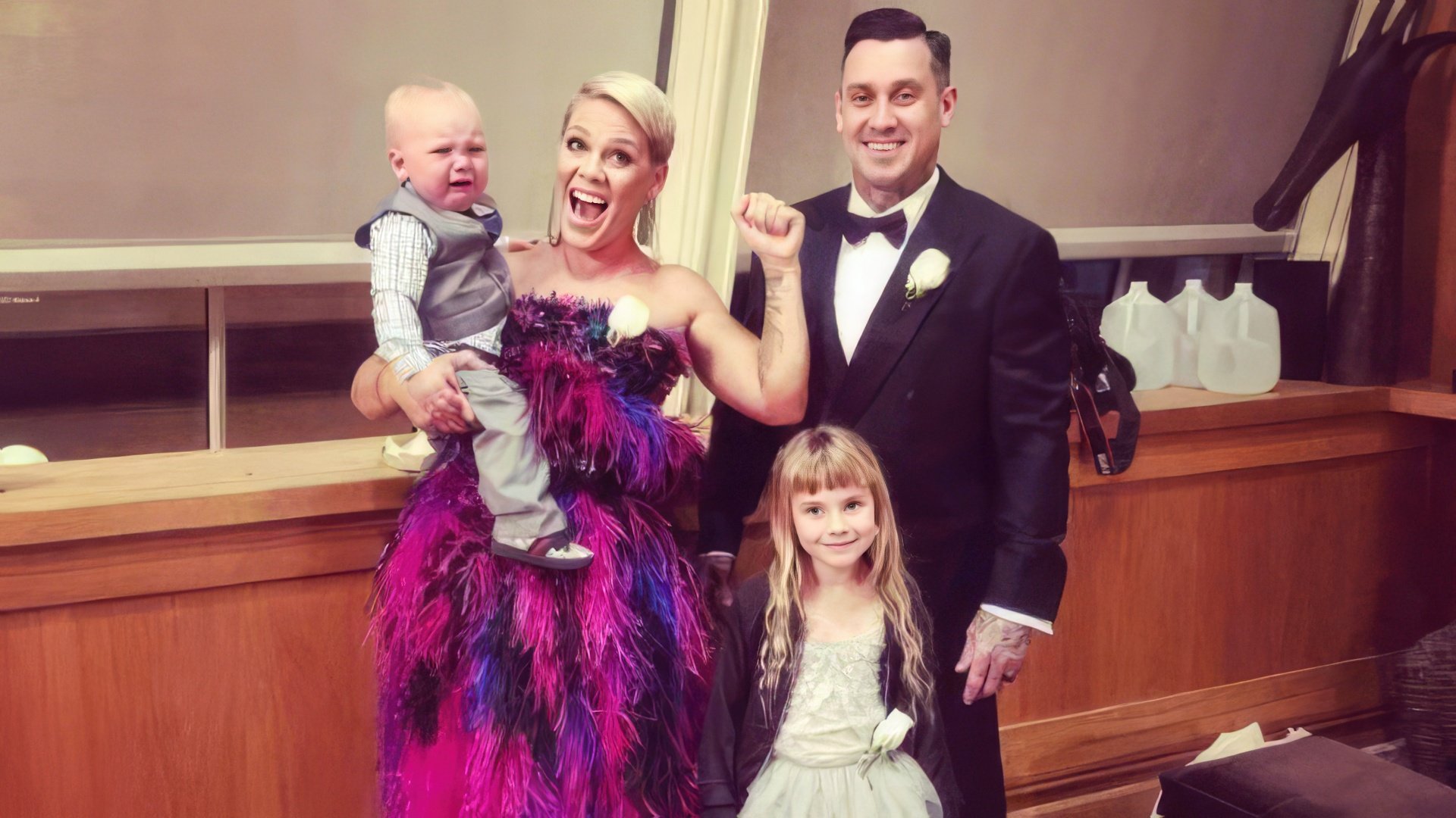 Pink with her husband and kids