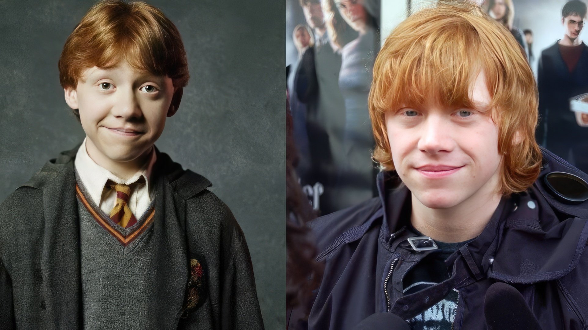 Rupert Grint in the first and last parts of 'Harry Potter'