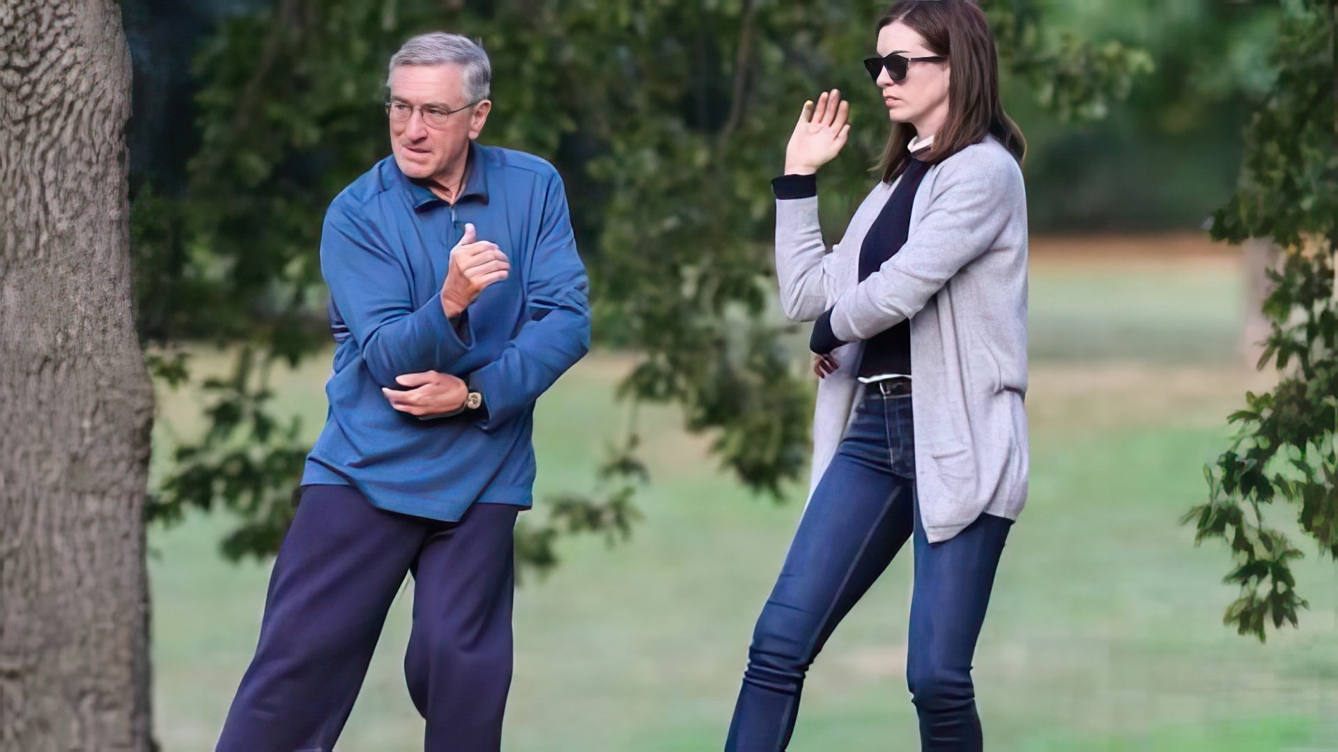 With Robert De Niro on the set of The Intern