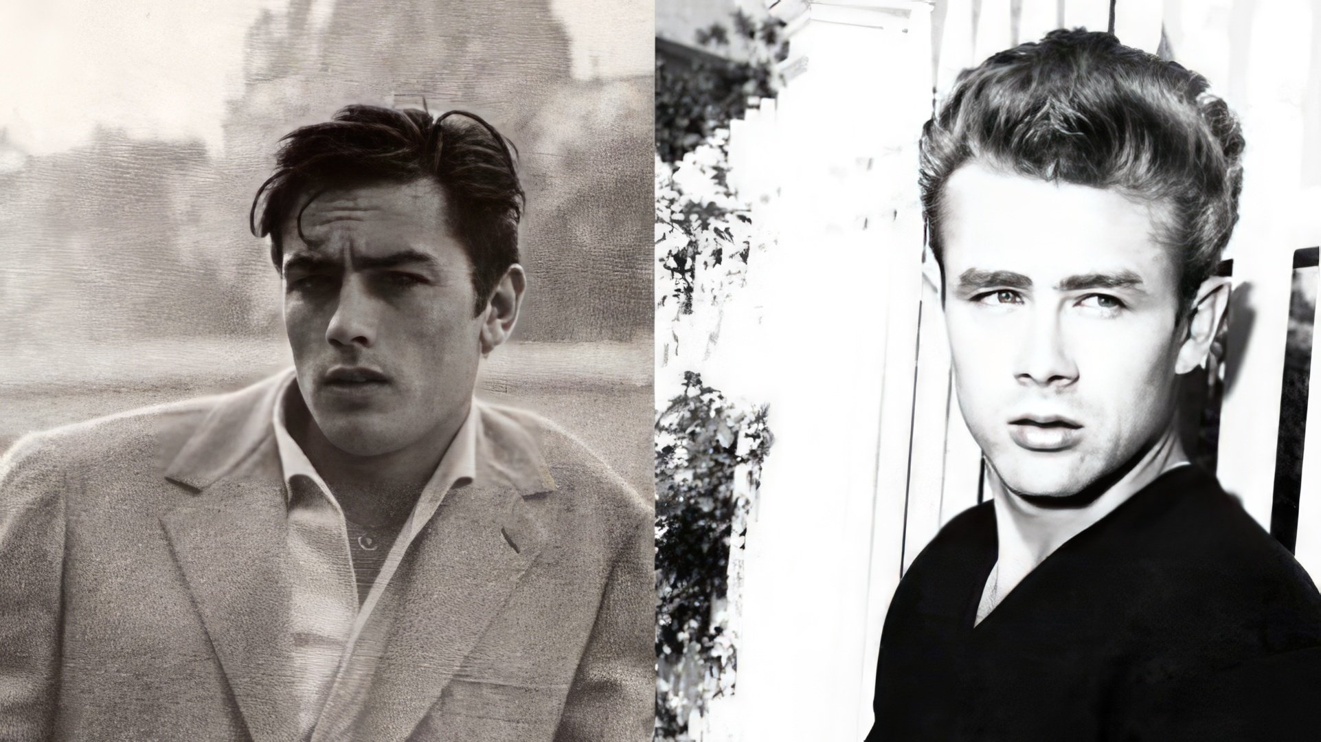 At the dawn of his career, Alain Delon posed as James Dean's double