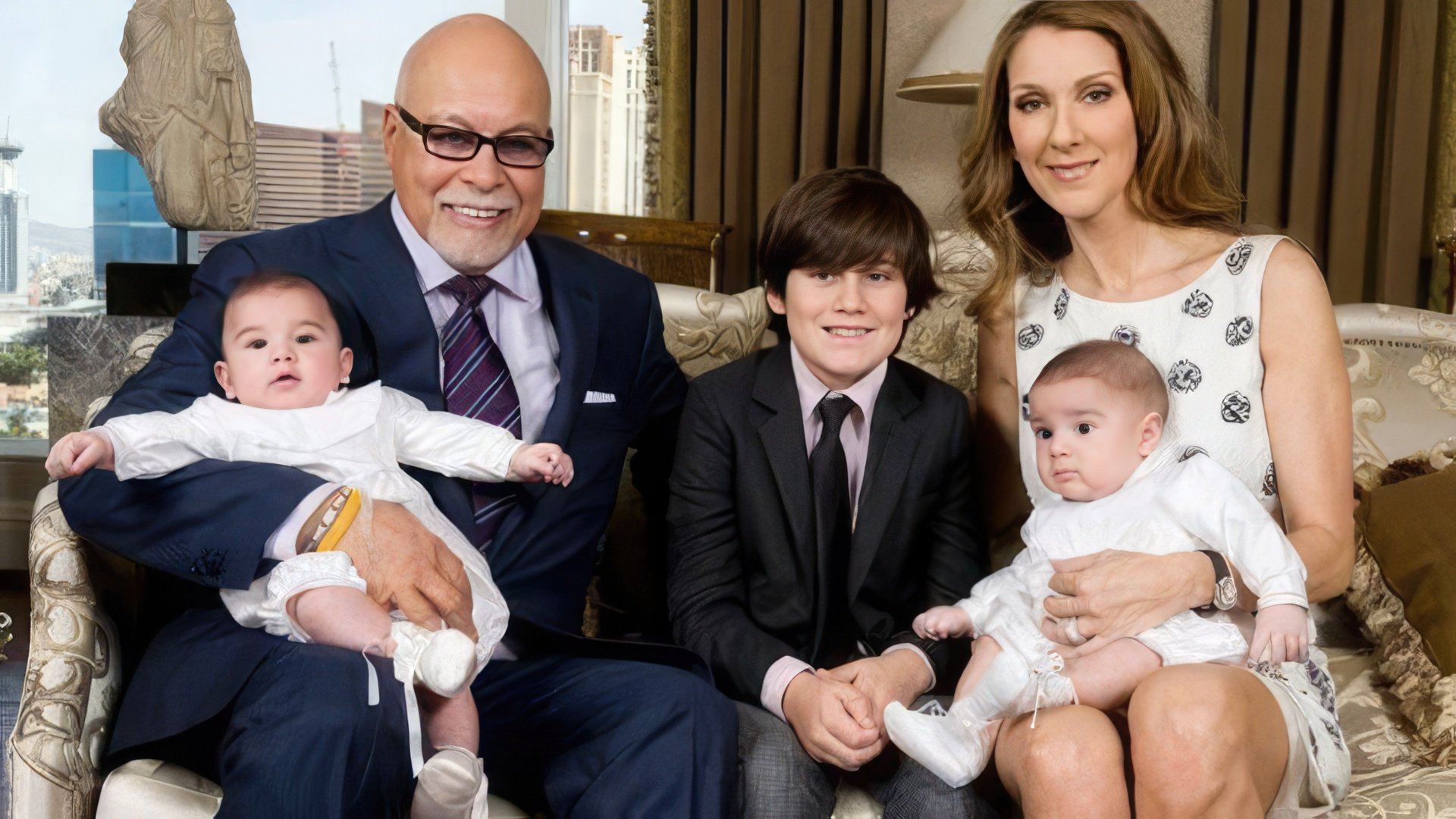 Celine Dion with her husband and children