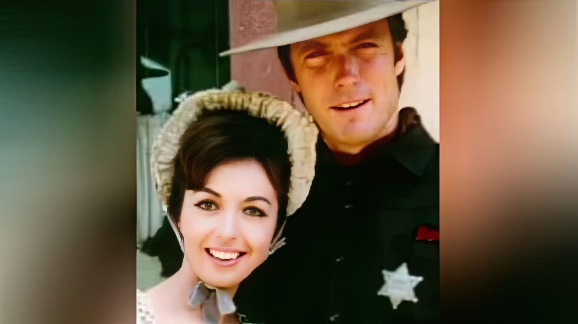Clint Eastwood and Roxanne Tunis on the set of 'Rawhide'