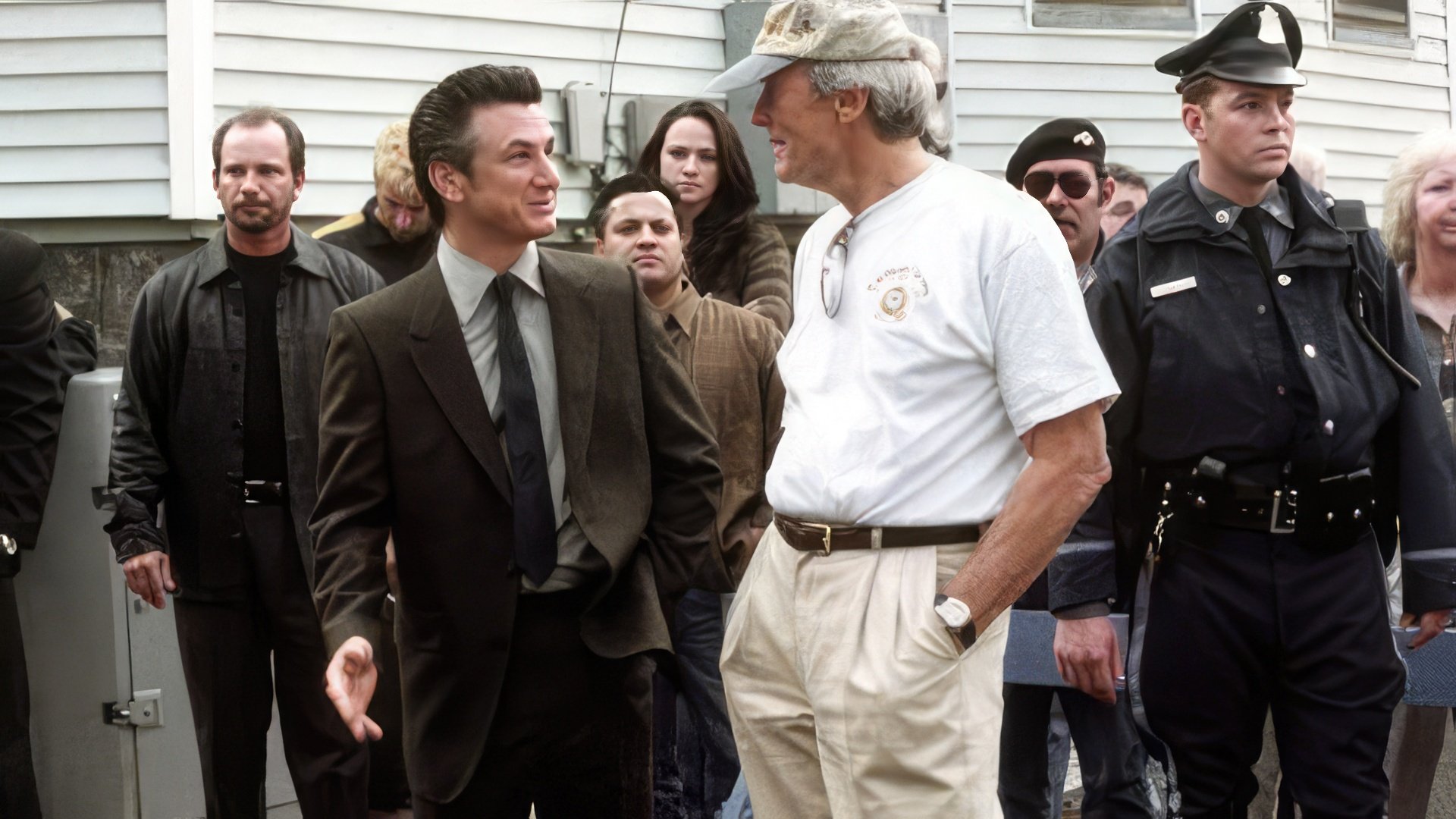 Clint Eastwood and Sean Penn on the set of the thriller Mystic River