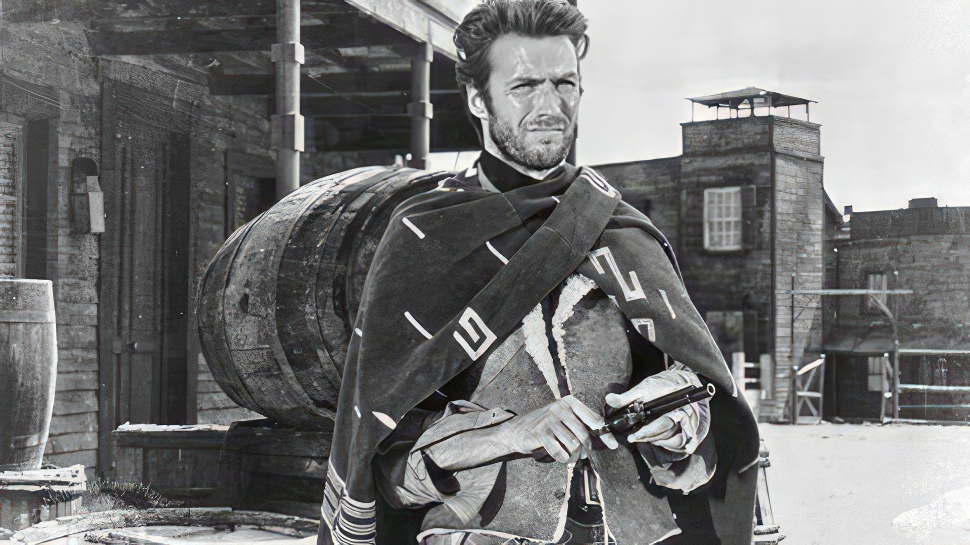 Clint Eastwood as cowboy Joe in the movie A Fistful of Dollars