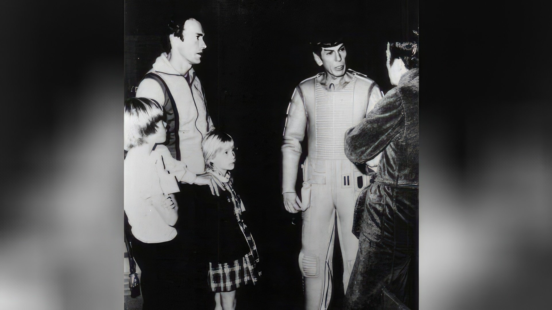 Clint Eastwood with his children on the set of the TV series Star Trek