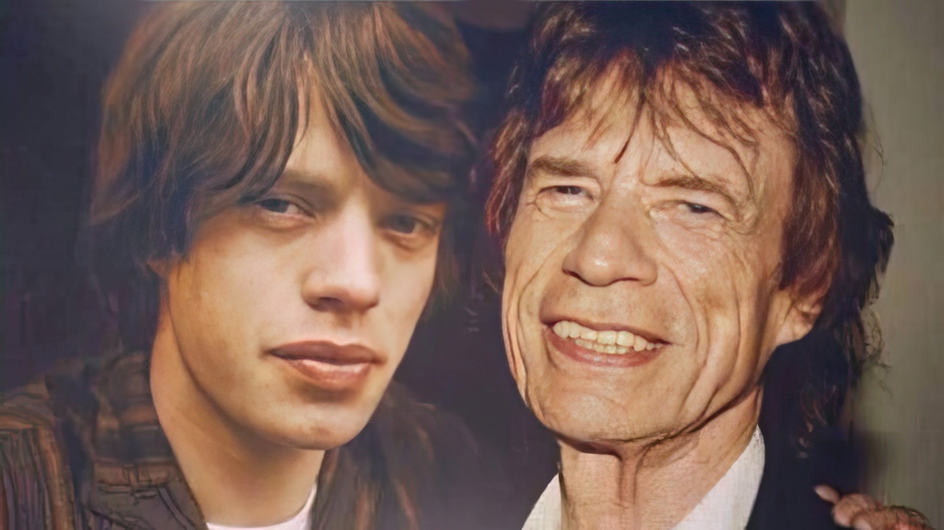 Mick Jagger in his youth and now