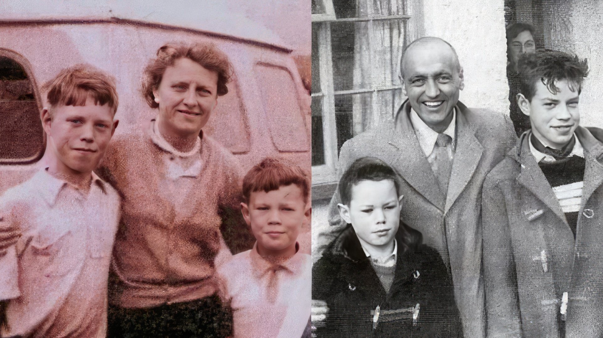 Mick Jagger with his parents and younger brother