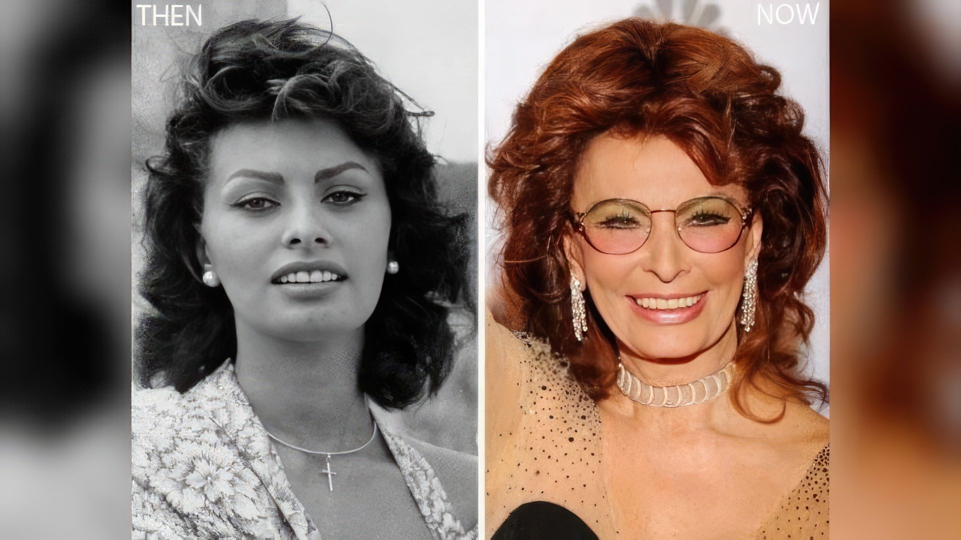 Sophia Loren in her youth and now