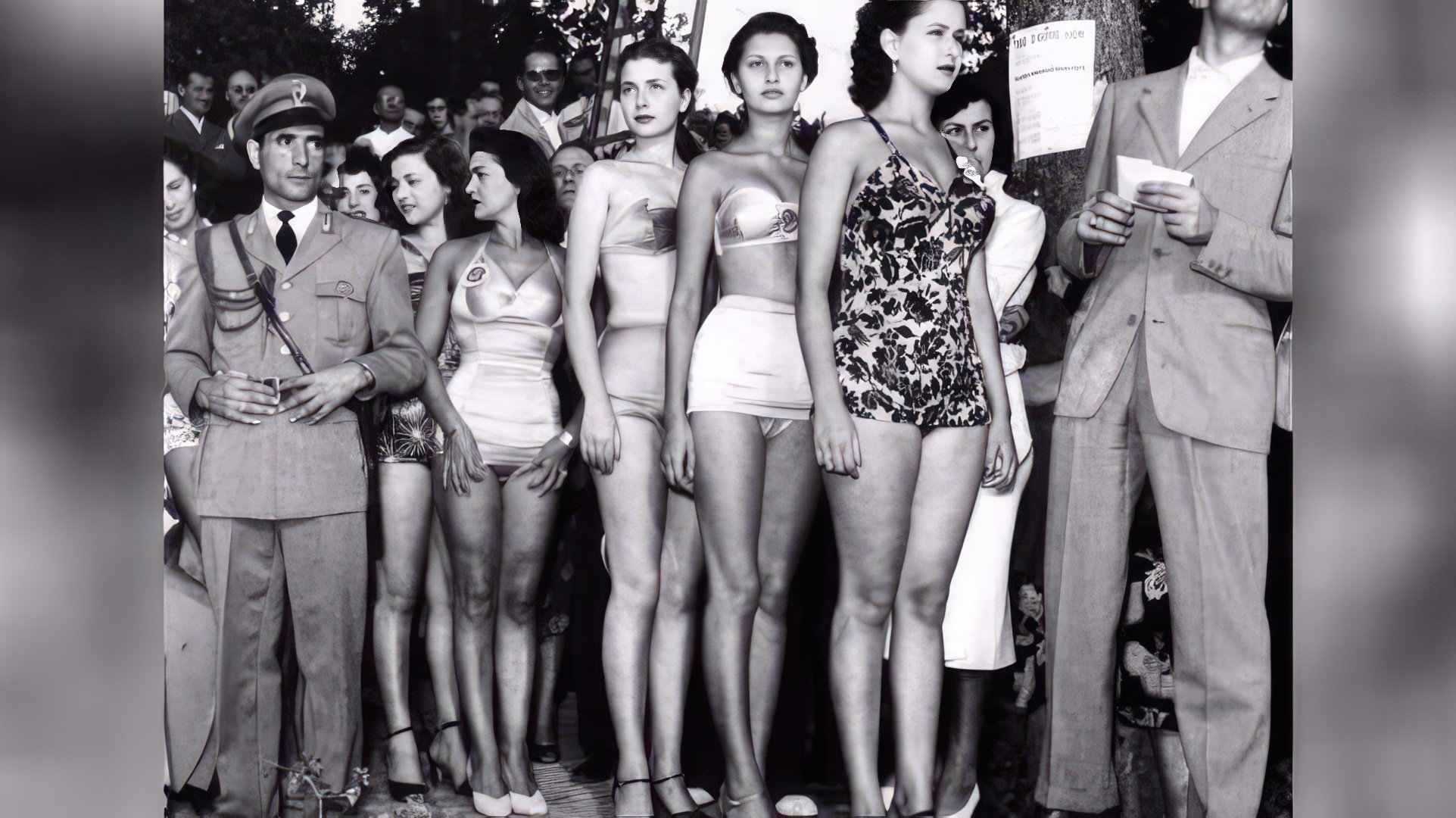 Young Sophia Loren at the Miss Italy 1950 Pageant (second girl on the right)