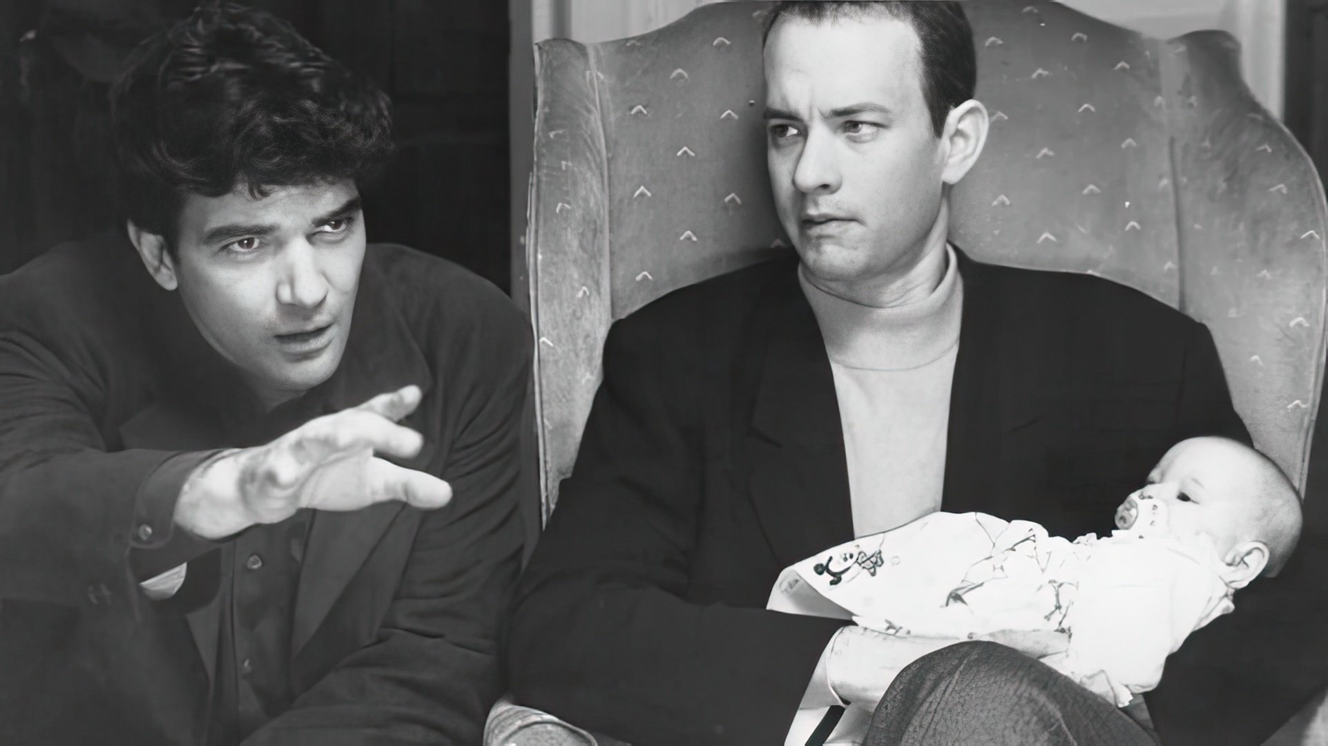 Antonio Banderas and Tom Hanks on the set of "Philadelphia"