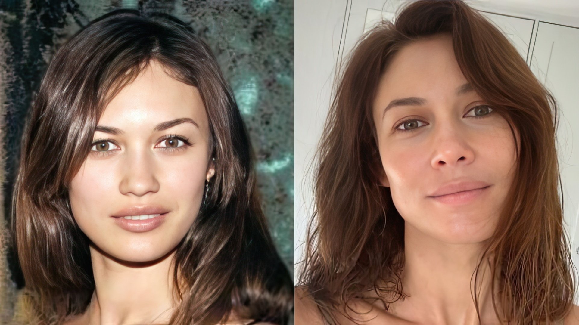 Olga Kurylenko in her youth and now
