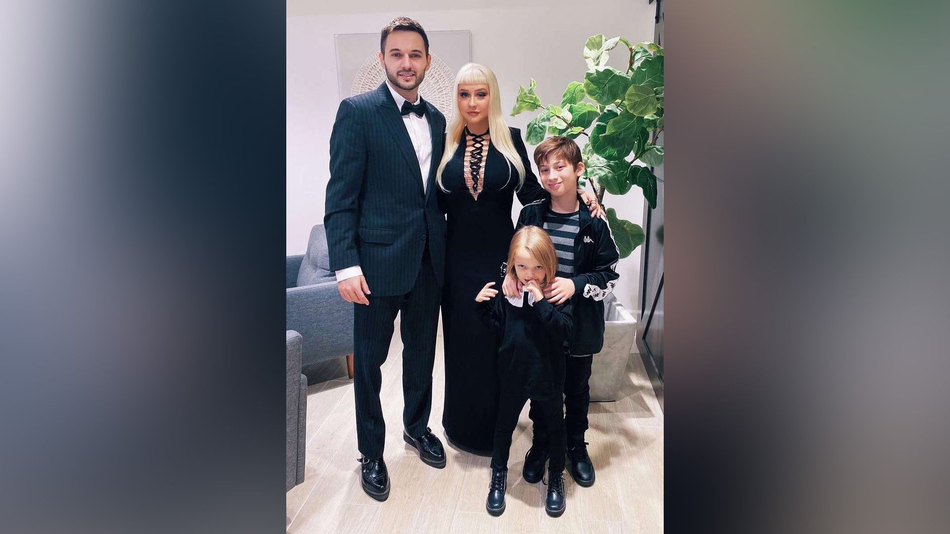 Christina Aguilera and Matthew Rutler with their kids