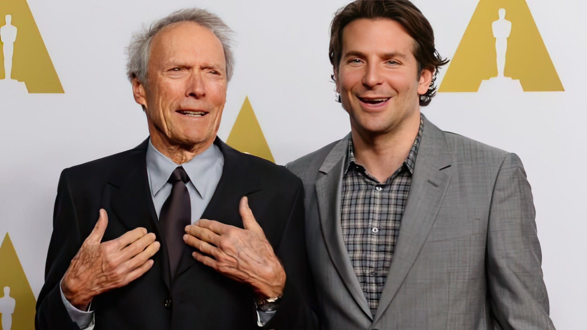 Pictured: Bradley Cooper and Clint Eastwood